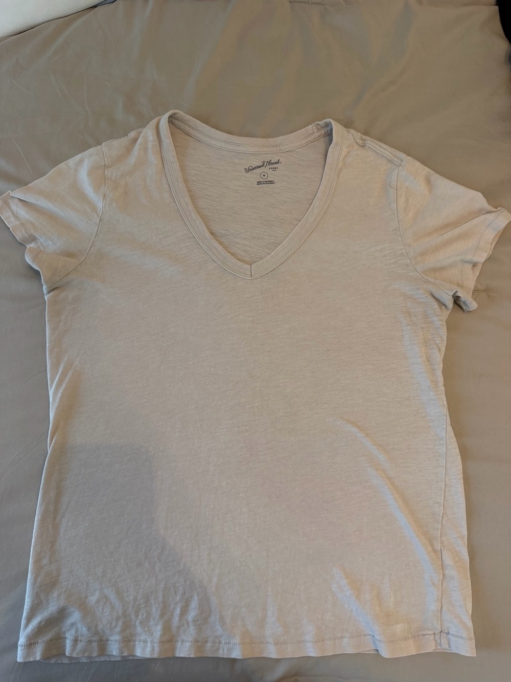 Universal Thread Women's V-Neck Tee in Light Beige